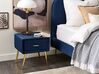 1 Drawer Velvet Bedside Table Navy Blue FLAYAT _833986