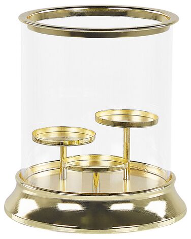 Glass Hurricane Candle Holder 24 cm Gold CILEGON