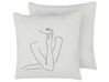 Set of 2 Cotton Cushions Female Body Line Art 45 x 45 cm White MEADOWFOAM_818789