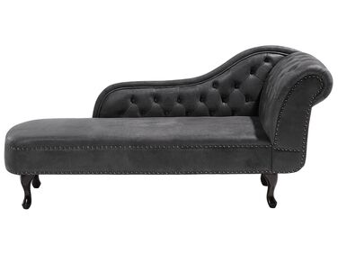 Right Hand Chaise Lounge Faux Suede Grey NIMES