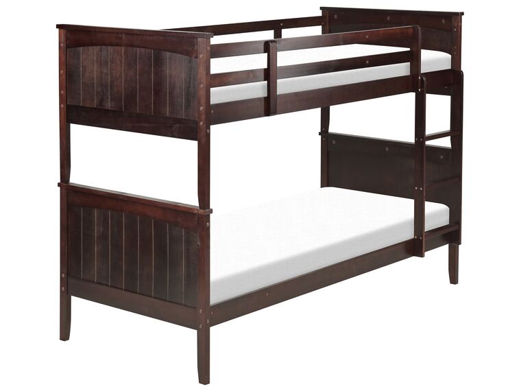 Łóżko piętrowe drewniane 90 x 200 cm ciemne ALBON_876958