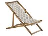 Set of 2 Acacia Folding Deck Chairs and 2 Replacement Fabrics Light Wood with Off-White / Beige Pattern ANZIO_819718