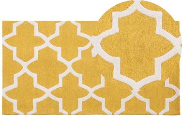 Teppich Wolle gelb 80 x 150 cm marokkanisches Muster Kurzflor SILVAN