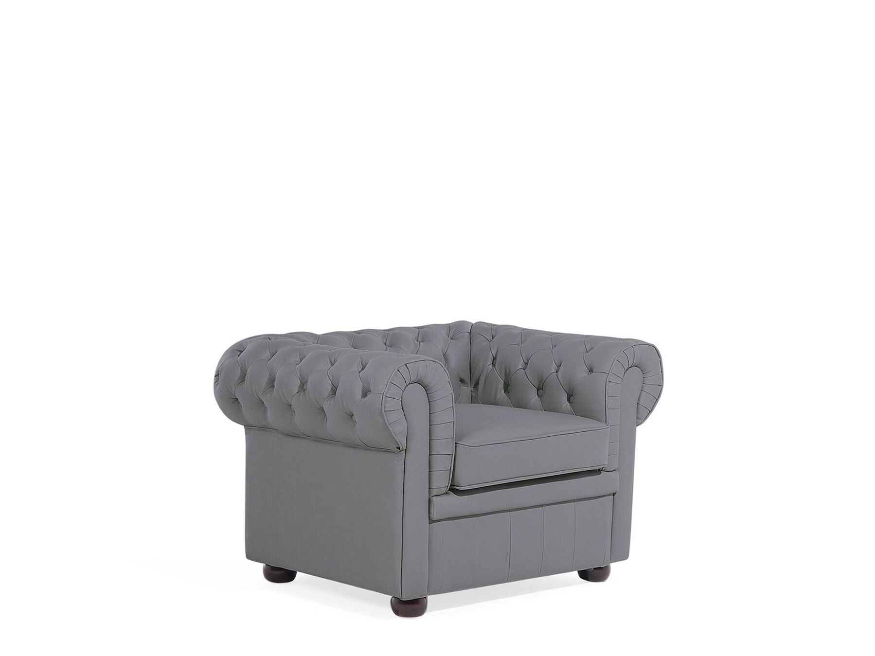 Leather Armchair Grey CHESTERFIELD Beliani.co.uk