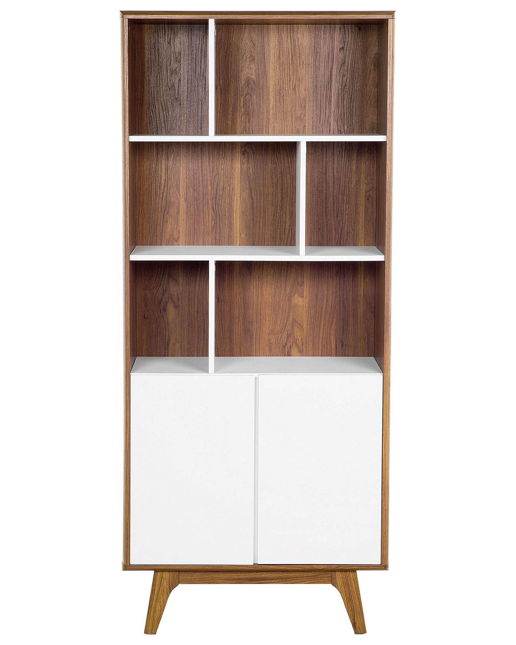 Schrank dunkler Holzfarbton / weiß COLUMBUS | Beliani.de