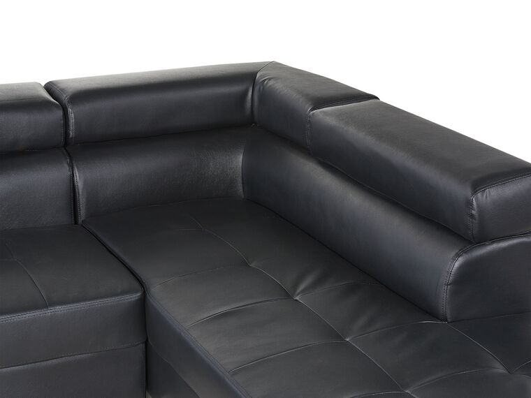 Left Hand Faux Leather Corner Sofa Black NORREA Beliani.co.uk