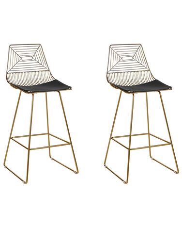 Set of 2 Metal Bar Chairs Gold BISBEE 