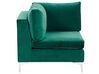 Left Hand 4 Seater Modular Velvet Corner Sofa with Ottoman Green EVJA_789582