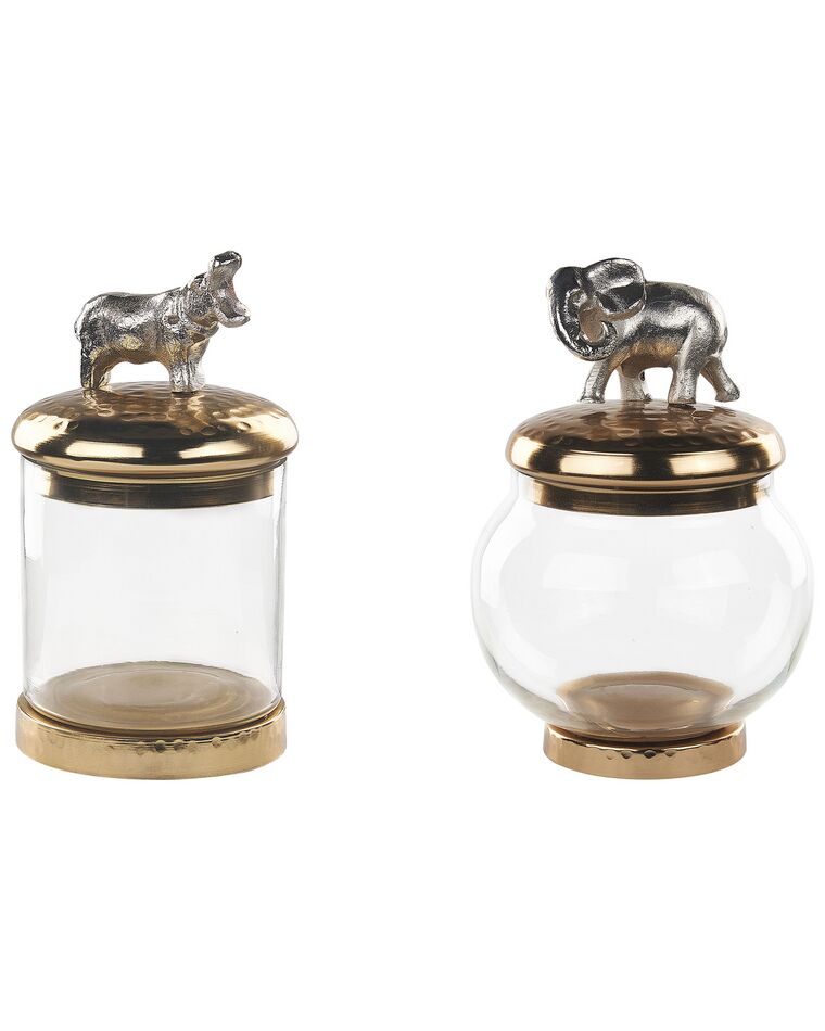 Set of 2 Decorative Containers Gold and Silver LAKI_848973