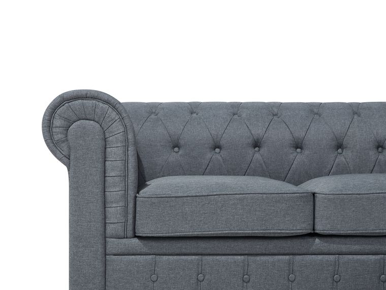 Right Hand Fabric Corner Sofa Grey CHESTERFIELD Beliani.co.uk