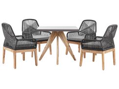 Puutarhakalustesetti 4-istuttava 90 x 90 cm pöydällä musta/harmaa OLBIA