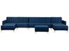 6 Seater U-Shaped Modular Velvet Sofa with Ottoman Navy Blue ABERDEEN_752503