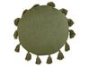 2 bawełniane poduszki dekoracyjne z frędzlami ⌀ 45 cm zielone MADIA_903814