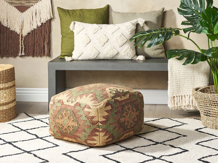 Jute Pouffe Multicolour CUMBUM Beliani.co.uk
