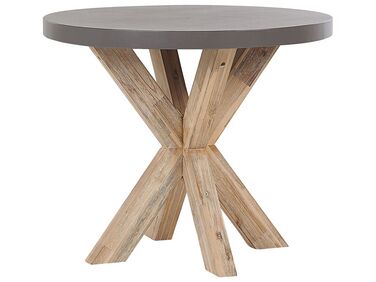 Table de jardin en fibre-ciment gris et bois ⌀ 90 cm OLBIA