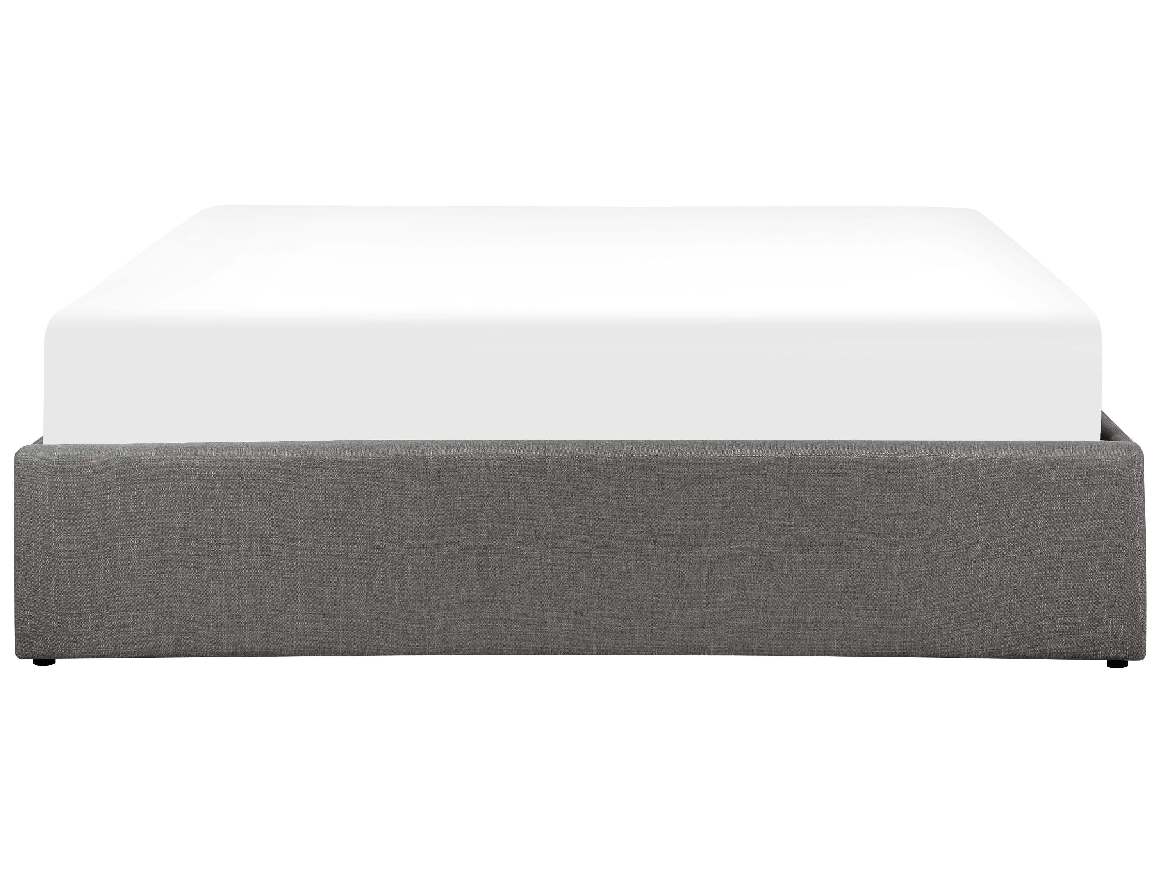 Łóżko z pojemnikiem tapicerowane 160 x 200 cm szare DINAN