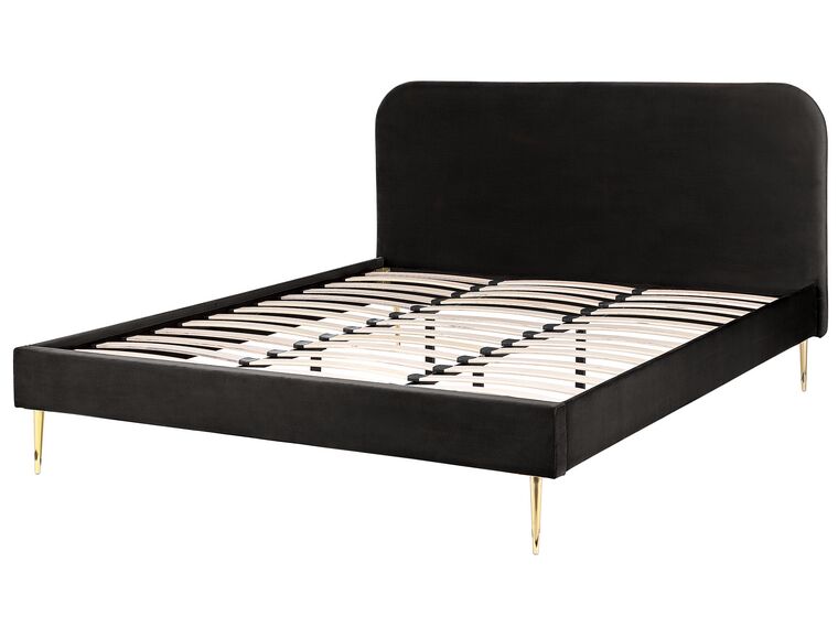 Velvet EU Super King Size Bed Black FLAYAT Beliani.co.uk
