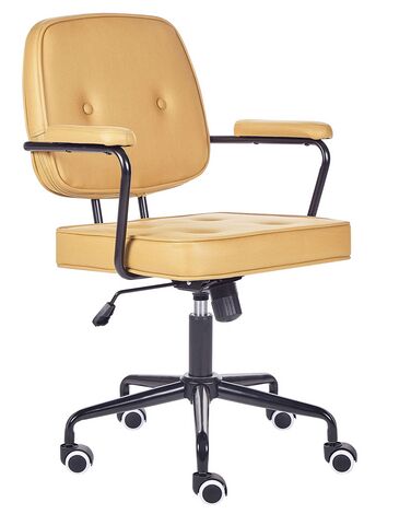 Cadeira de escritório em pele sintética amarela PAWNEE