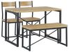 Zestaw do jadalni stół 2 krzesła i ławka jasne drewno z czarnym FLIXTON_785615