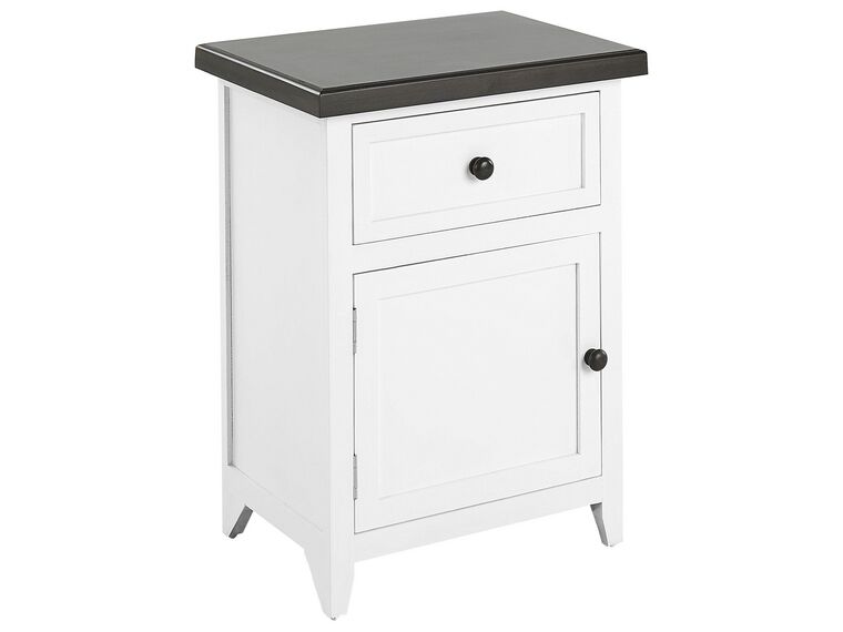 1 Drawer Bedside Table White with Brown LAYOLA_830014