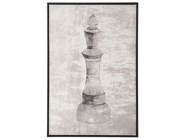 Chess Framed Canvas Wall Art 63 x 93 cm Grey BUDRIO