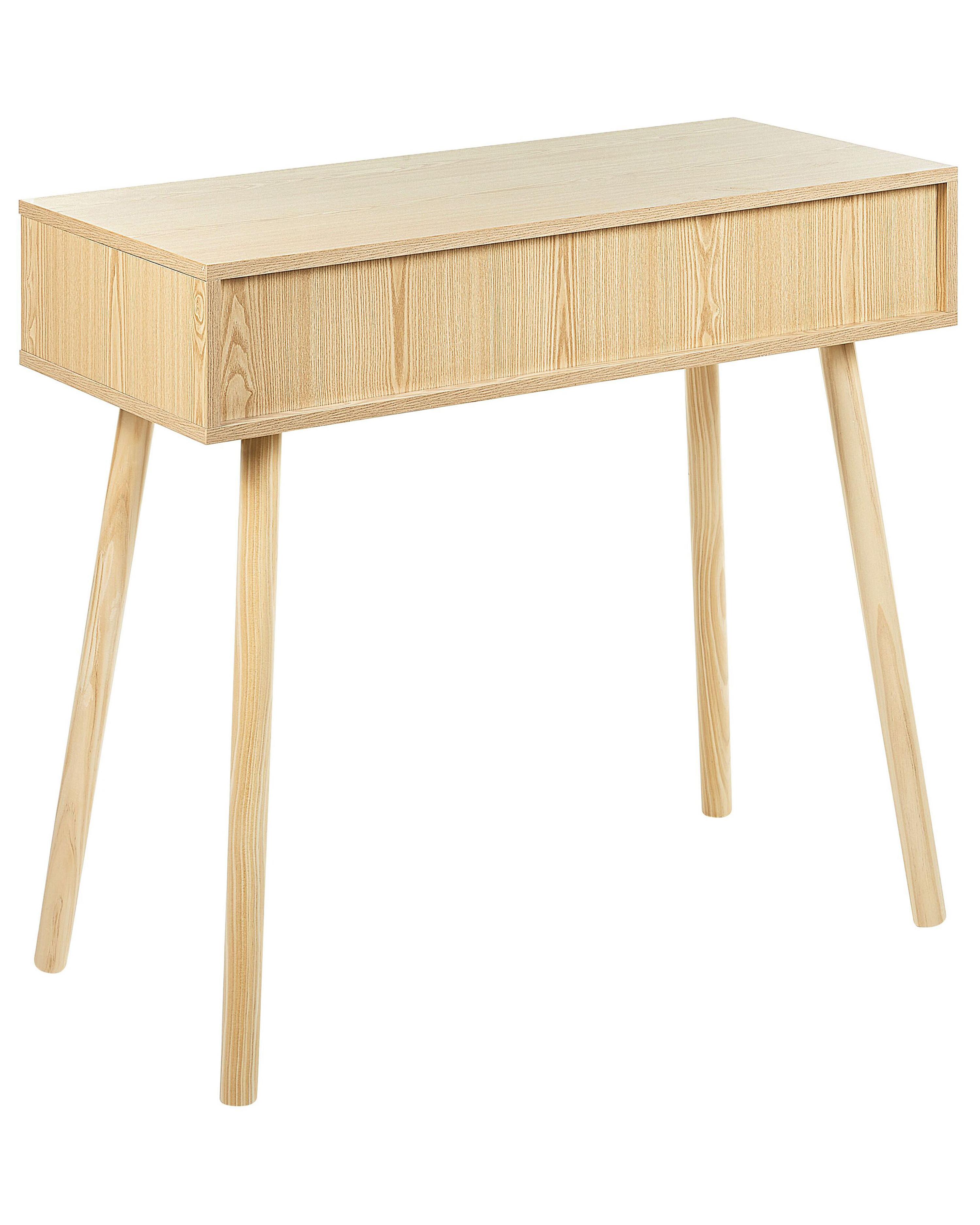 Rattan 2 Drawer Console Table Light Wood ODELL Beliani.co.uk