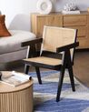 Krzesło drewniane z plecionką rattanową jasne drewno z czarnym WESTBROOK_860355