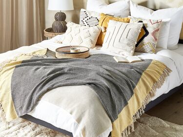 Cotton Blanket 125 x 150 cm Grey and Yellow LAPU