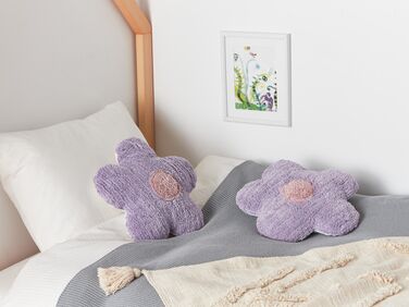 Set of 2 Cotton Kids Flower Cushions 30 x 30 cm Violet SORREL