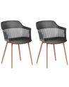 Conjunto de 2 sillas de comedor negro/madera clara BERECA_783803