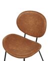 Conjunto de 2 sillas de comedor de piel marrón dorado LUANA_873674