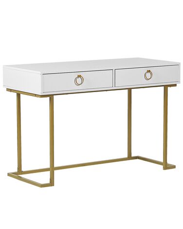 Konzolový stolík s 2 zásuvkami biela/zlatá WESTPORT