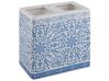 Conjunto de 3 acessórios de casa de banho em cerâmica azul e branca CARORA_823195