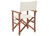 Set of 2 Acacia Folding Chairs and 2 Replacement Fabrics Dark Wood with Off-White / Tropical Leaves Pattern CINE_819074