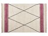 Teppich Baumwolle beige / rosa 140 x 200 cm geometrisches Muster Kurzflor AFSAR_839983