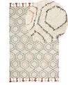 Teppich Baumwolle beige / orange 140 x 200 cm geometrisches Muster Kurzflor HAJIPUR_840431