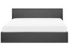 Polsterbett Leinenoptik grau mit Bettkasten hochklappbar 180 x 200 cm ORBEY_728248