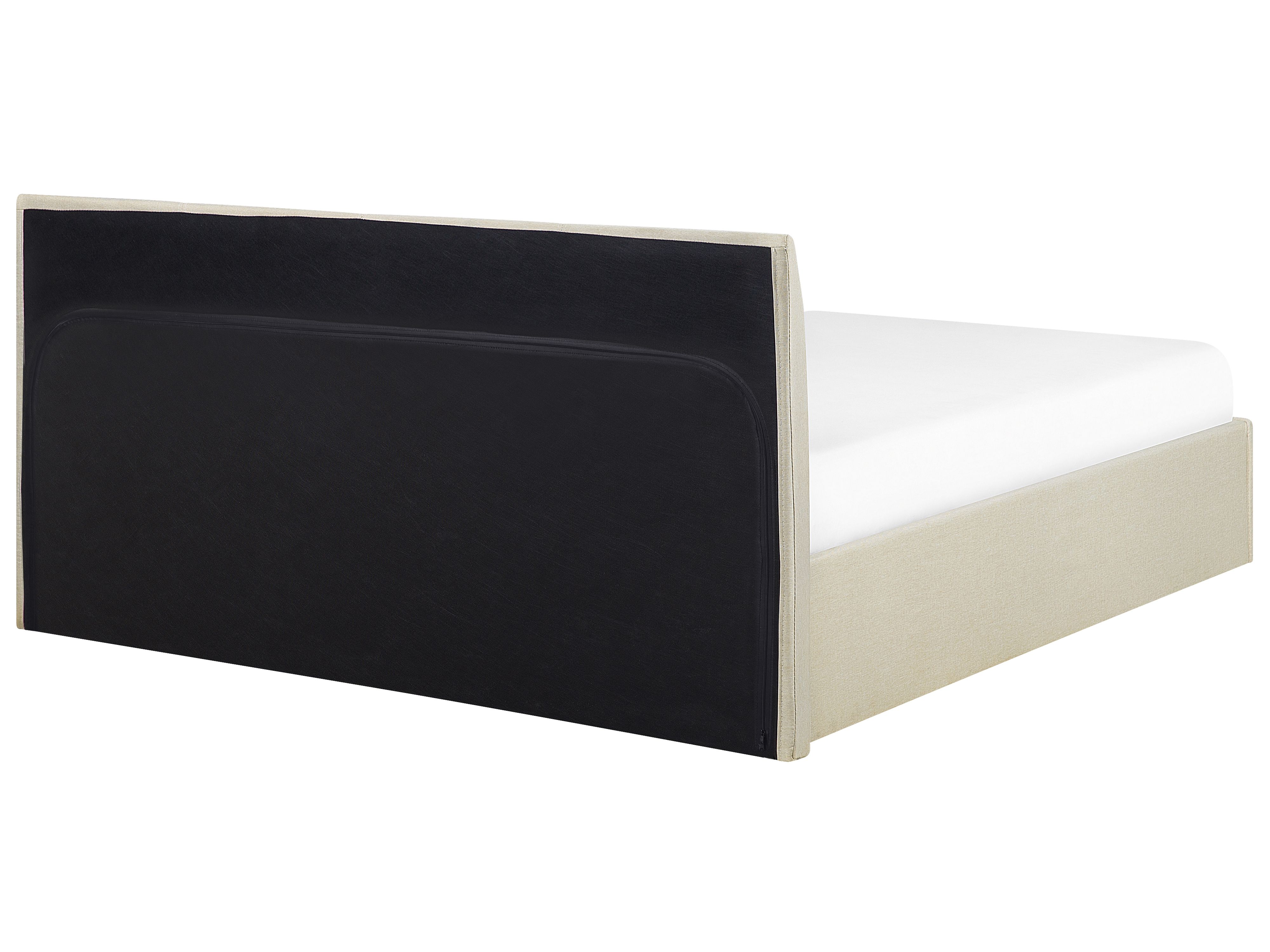 Łóżko z pojemnikiem tapicerowane 160 x 200 cm beżowe ORBEY