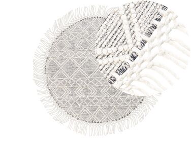 Round Wool Area Rug ⌀ 140 cm Grey and Off-White BULDAN
