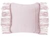 Almofada decorativa em macramé de algodão rosa 40 x 40 cm YANIKLAR_753349
