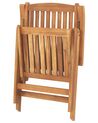 Set of 6 Acacia Wood Garden Folding Chairs with Red Cushions JAVA_786198