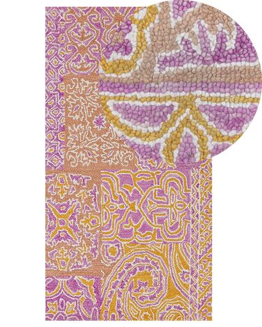 Teppich Wolle mehrfarbig orientalisches Muster 80 x 150 cm Kurzflor AVANOS
