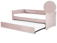 Sänky vakosametti lisävuode lohenpunainen 90 x 200 cm MIMIZAN Sänky vakosametti lisävuode lohenpunainen 90 x 200 cm MIMIZAN