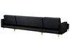 5 Seater U-Shaped Modular Velvet Sofa Black ABERDEEN_857215