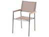 Table de jardin plateau granit gris poli 180 cm 6 chaises textile beige GROSSETO_428848