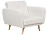 Ensemble canapés et fauteuil en tissu bouclé blanc 6 places avec pouf FLORLI_906090