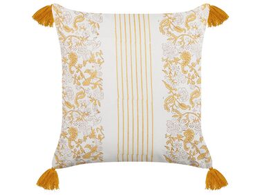 Cotton Cushion Flower Pattern 45x45 cm Yellow and White BILOBA