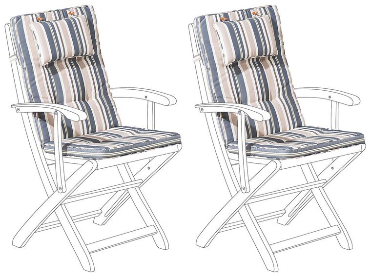 Lot de 2 coussins en tissu bleu et beige pour chaises de jardin MAUI_769703