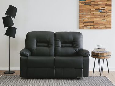 2 Seater Faux Leather Manual Recliner Sofa Black BERGEN