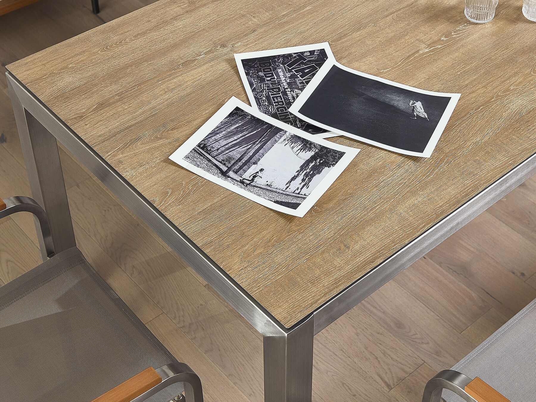 Gartenmöbel Set Holzoptik 180 cm 6-Sitzer Textil grau GROSSETO